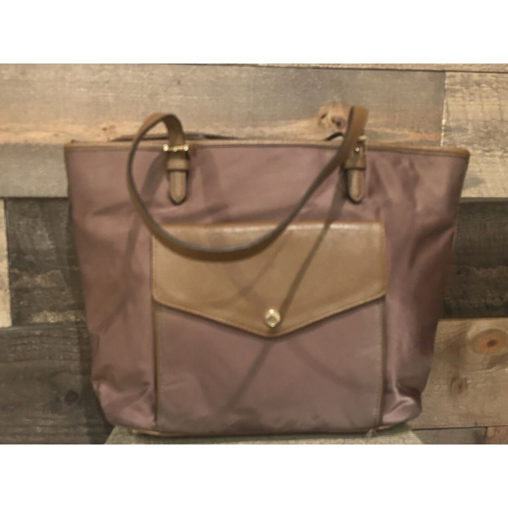 Michael Kors Nylon Tote Jet Set Nylon Saffiano Leather Tan Large Shoulder Bag - Picture 1 of 13